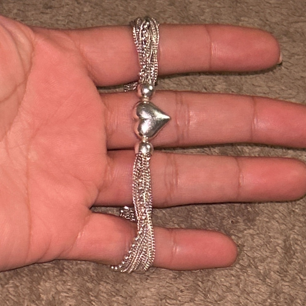 925 Solid Silver Heart Bracelet - image 6